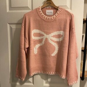 Charming Pink Bow Sweater